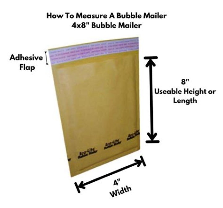 How big is a 4x8 bubble mailer?