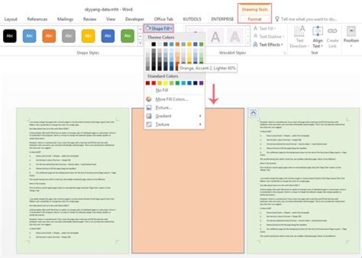How can I change the background color of only one page in a document?