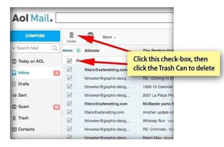 How do I delete thousands of AOL emails at once?