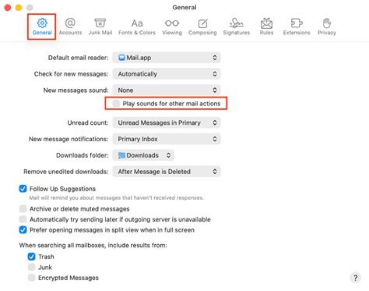 How do I get the swoosh sound on my email?