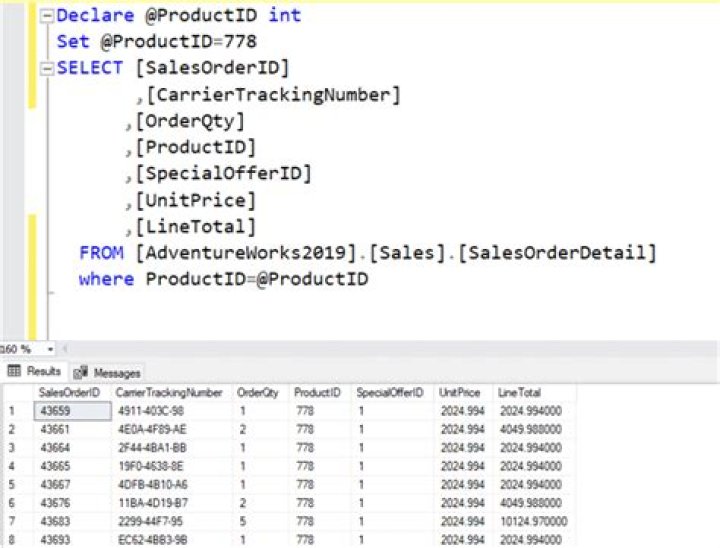 How do I store SQL results in a variable?