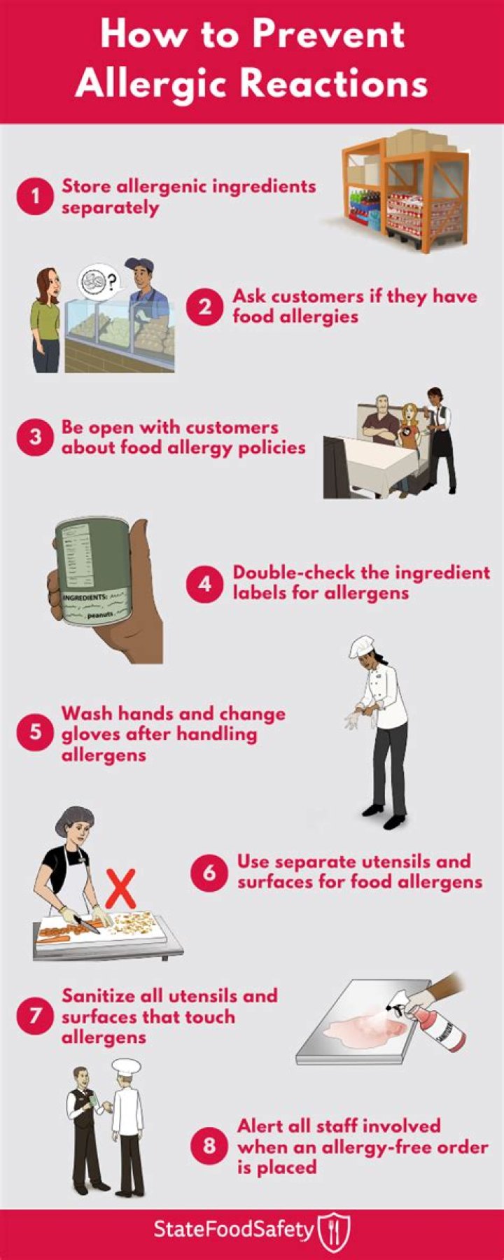 How do you prevent allergic reactions when cooking?