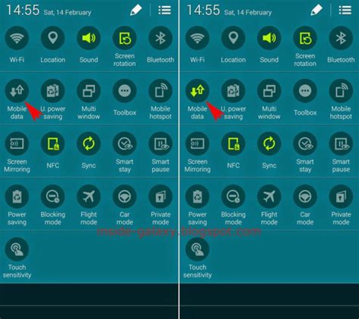 How do you turn on mobile data on a Samsung Galaxy s5?