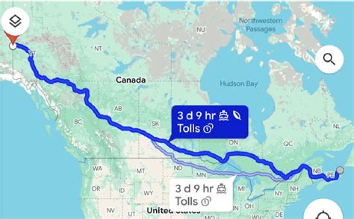 How far is British Columbia from Toronto by car?