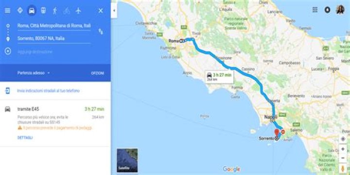 How far is Rome from Sorrento by car?