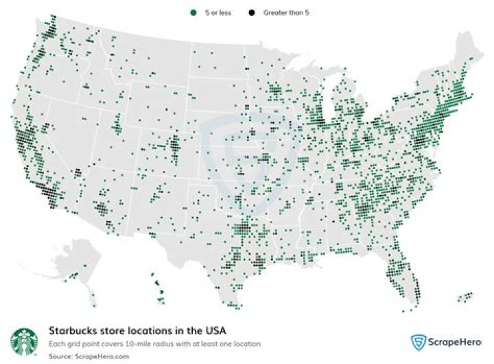 How many Starbucks are in a mile?