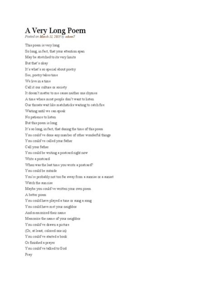What is a very long poem called?