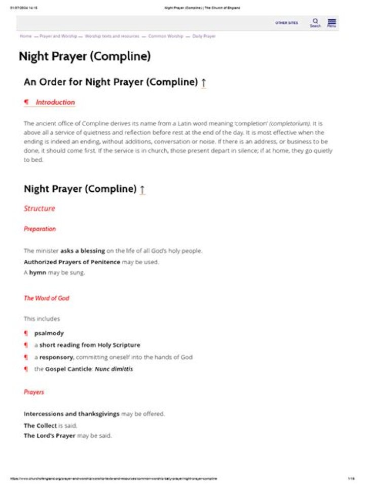 What is the Compline prayer?